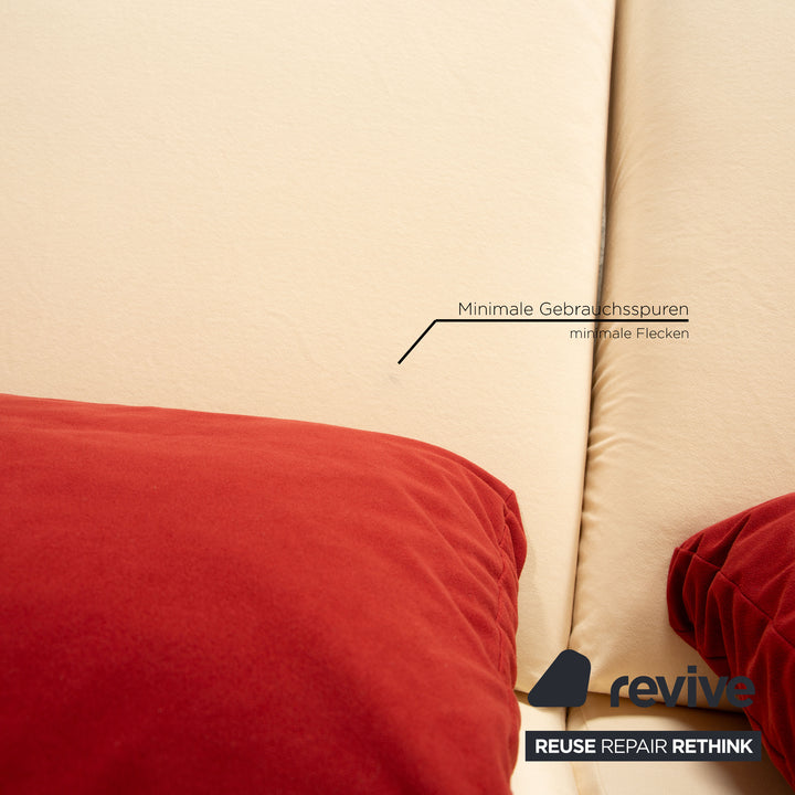 Brühl Moule Stoff Ecksofa Creme Recamiere Rechts manuelle Funktion Sofa Couch Schlaffunktion