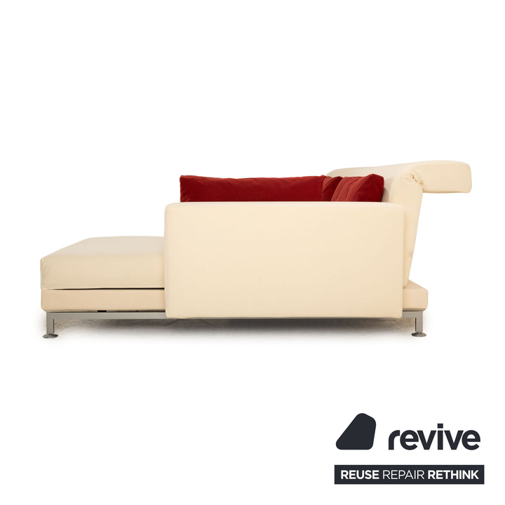 Brühl Moule Stoff Ecksofa Creme Recamiere Rechts manuelle Funktion Sofa Couch Schlaffunktion