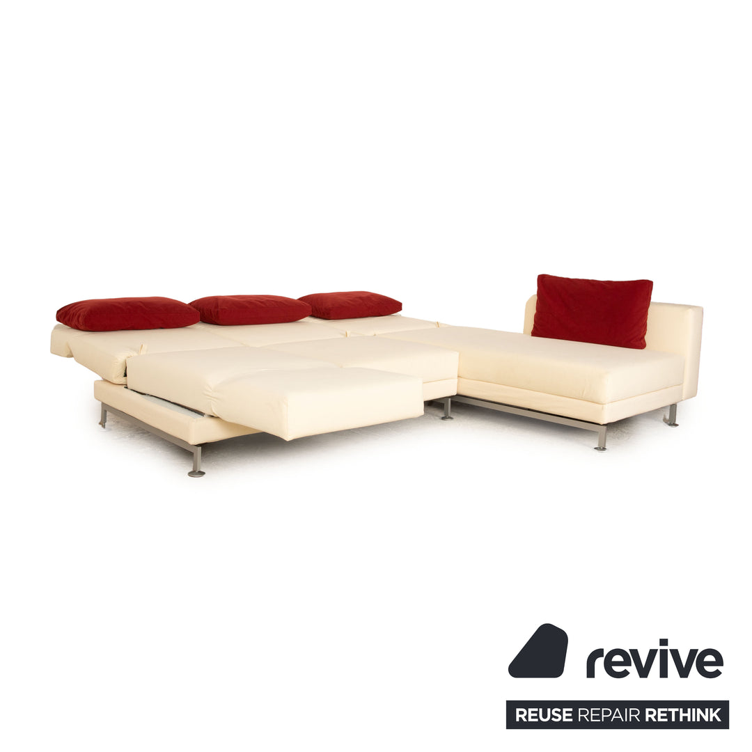 Brühl Moule Stoff Ecksofa Creme Recamiere Rechts manuelle Funktion Sofa Couch Schlaffunktion