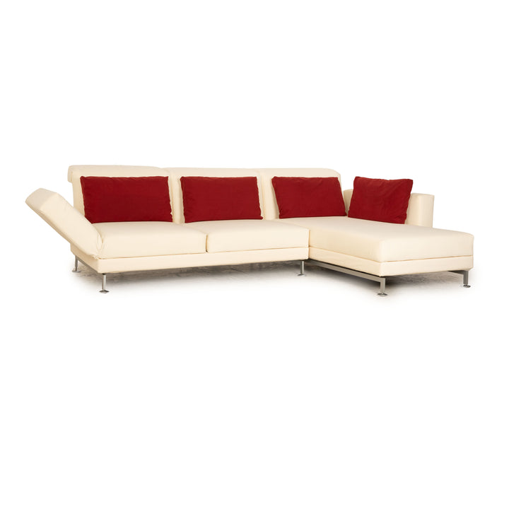Brühl Moule Stoff Ecksofa Creme Recamiere Rechts manuelle Funktion Sofa Couch Schlaffunktion
