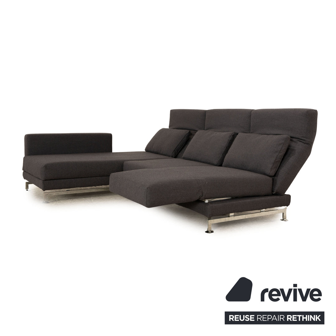 Brühl Moule Stoff Ecksofa Grau Funktion Sofa Couch Recamiere links manuelle Funktion
