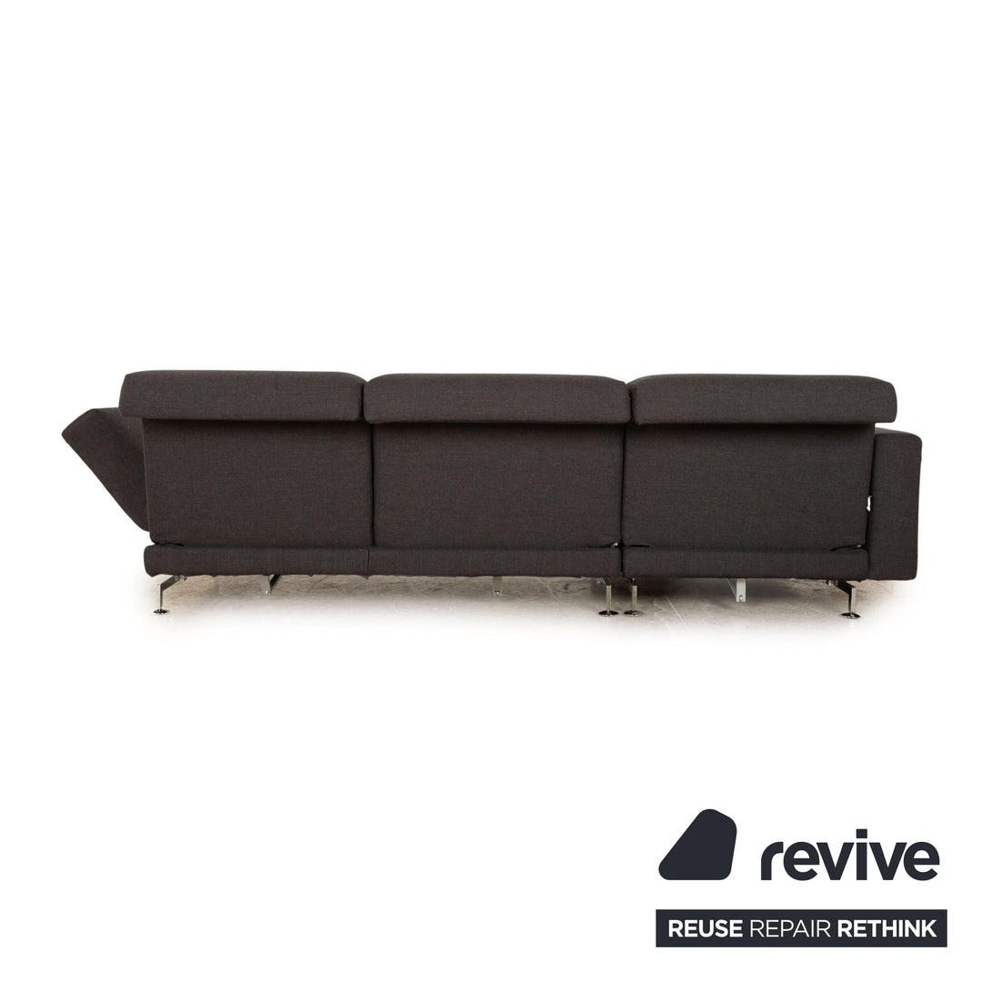 Brühl Moule Stoff Ecksofa Grau Funktion Sofa Couch Recamiere links manuelle Funktion