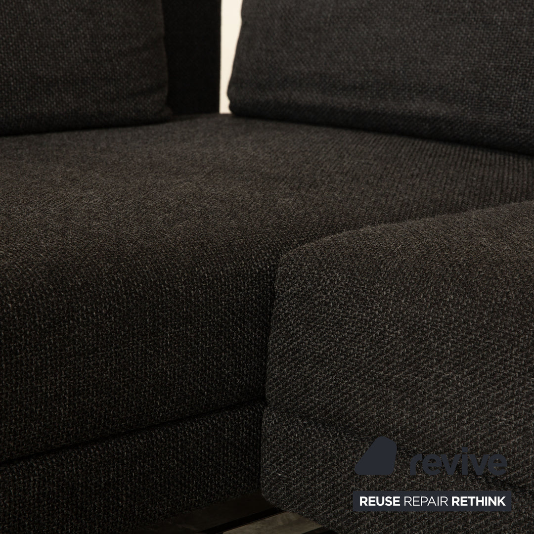 Brühl Moule Stoff Ecksofa Grau Funktion Sofa Couch Recamiere links manuelle Funktion Schlaffunktion