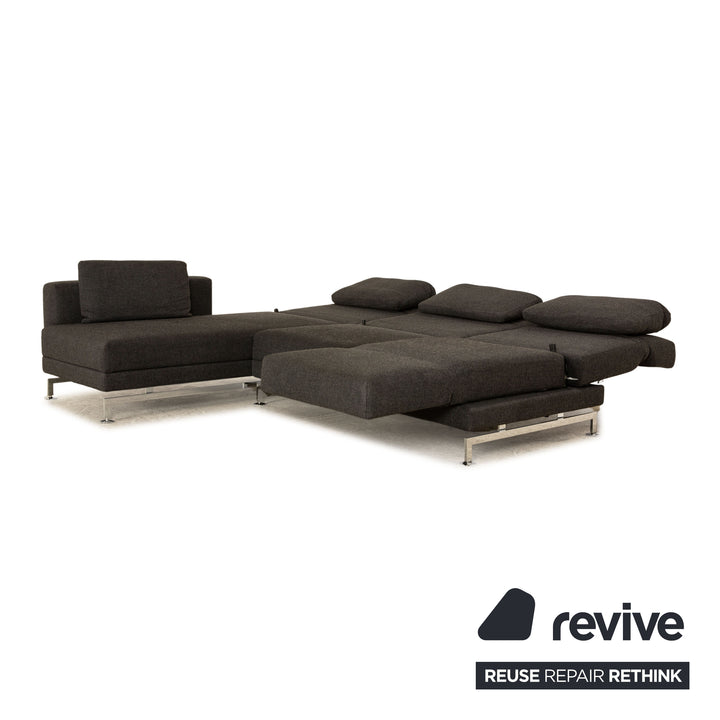 Brühl Moule Stoff Ecksofa Grau Funktion Sofa Couch Recamiere links manuelle Funktion Schlaffunktion