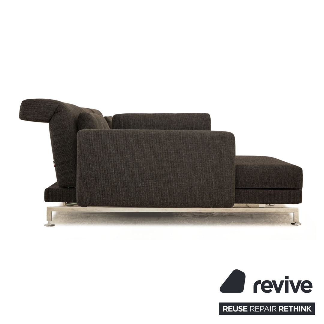 Brühl Moule Stoff Ecksofa Grau Funktion Sofa Couch Recamiere links manuelle Funktion Schlaffunktion