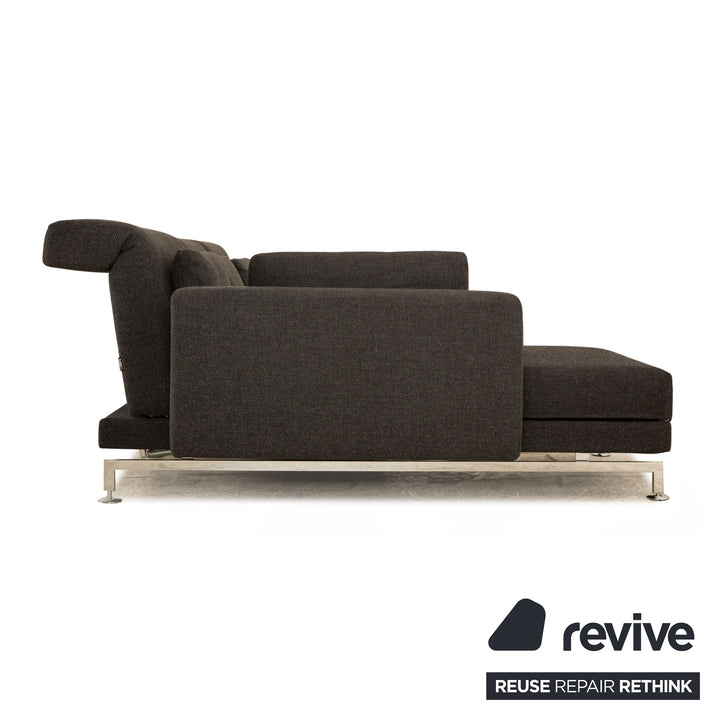 Brühl Moule Stoff Ecksofa Grau Funktion Sofa Couch Recamiere links manuelle Funktion Schlaffunktion