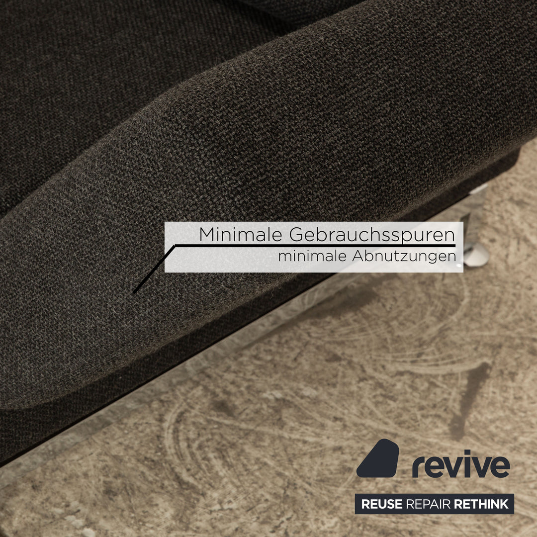 Brühl Moule Stoff Ecksofa Grau Funktion Sofa Couch Recamiere links manuelle Funktion Schlaffunktion