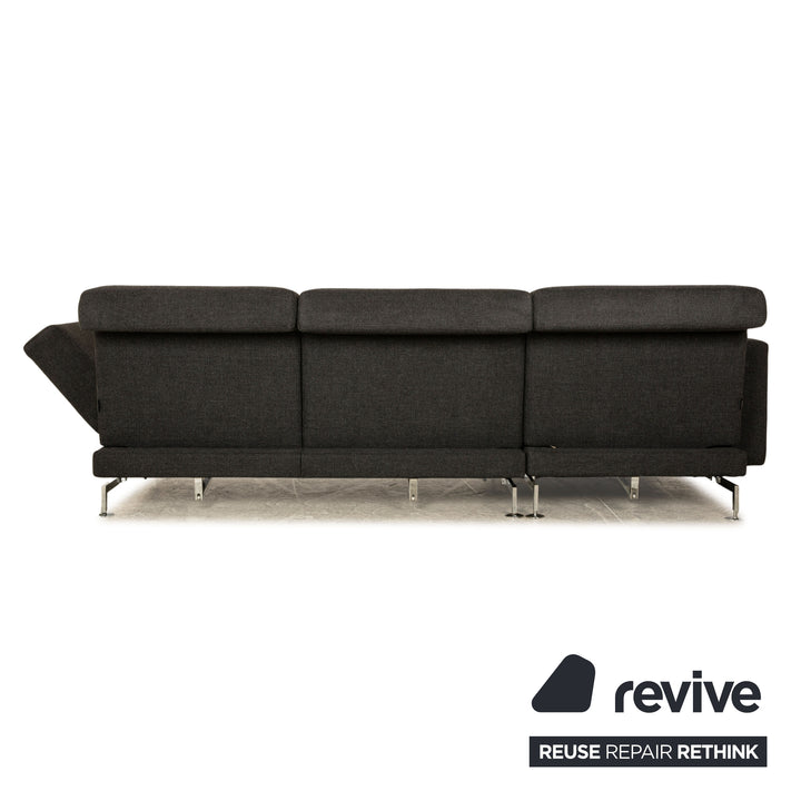 Brühl Moule Stoff Ecksofa Grau Funktion Sofa Couch Recamiere links manuelle Funktion Schlaffunktion