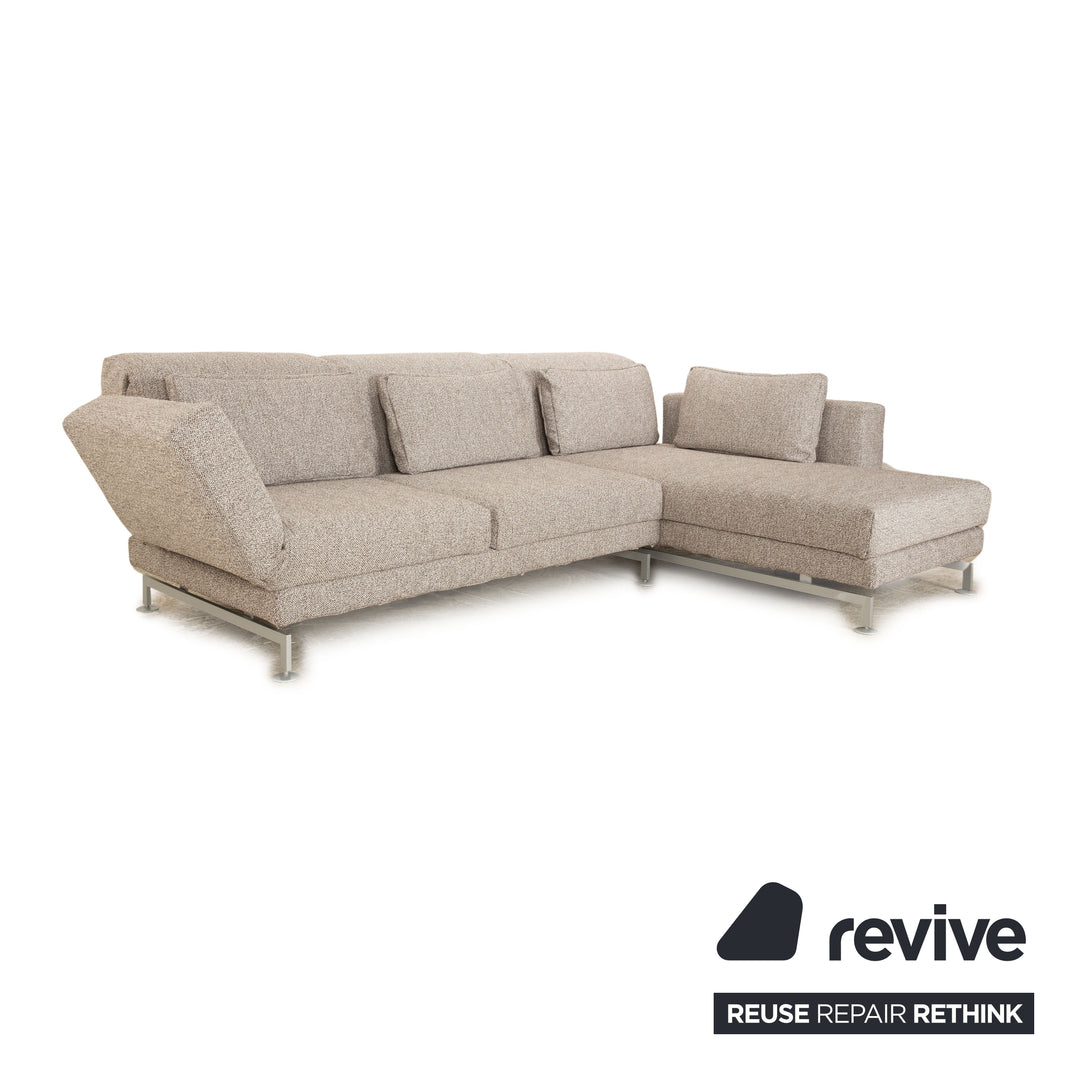 Brühl Moule Stoff Ecksofa Grau Sofa Couch Funktion Recamiere rechts manuelle Funktion Neubezug Schlaffunktion