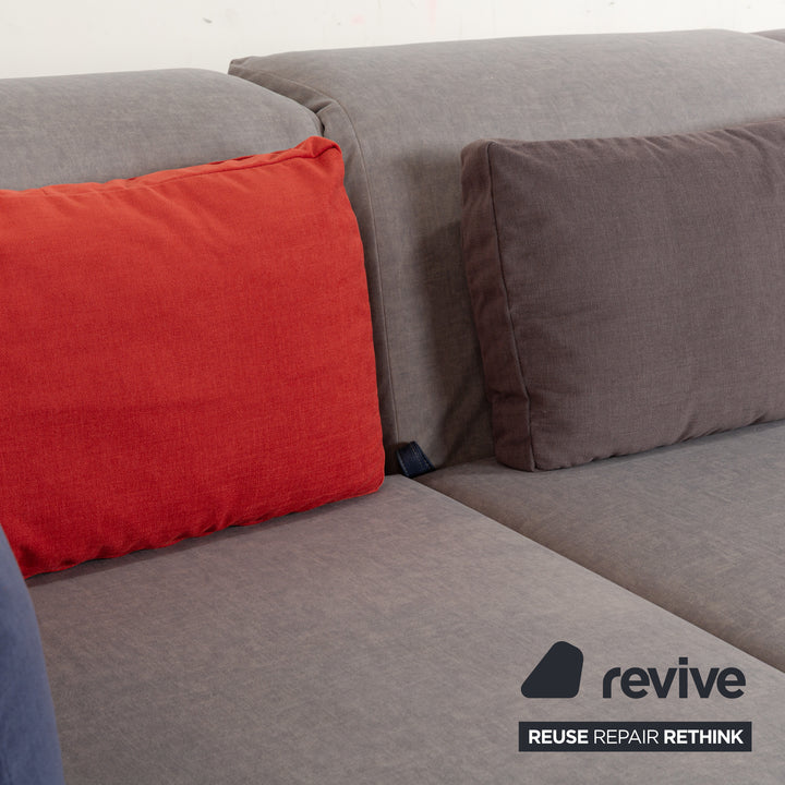 Brühl Moule Stoff Ecksofa Sofa Couch Grau Récamiere Links manuelle Funktion Liegefunktion Neubezug