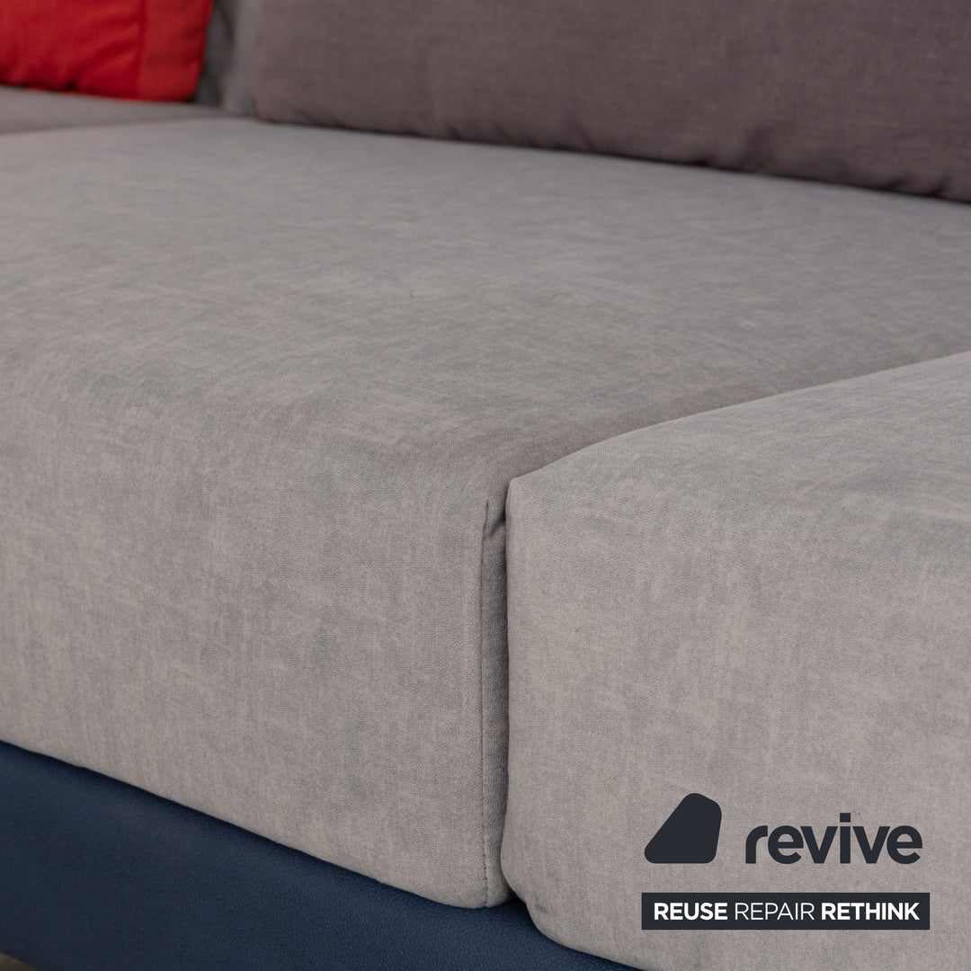 Brühl Moule Stoff Ecksofa Sofa Couch Grau Récamiere Links manuelle Funktion Liegefunktion Neubezug