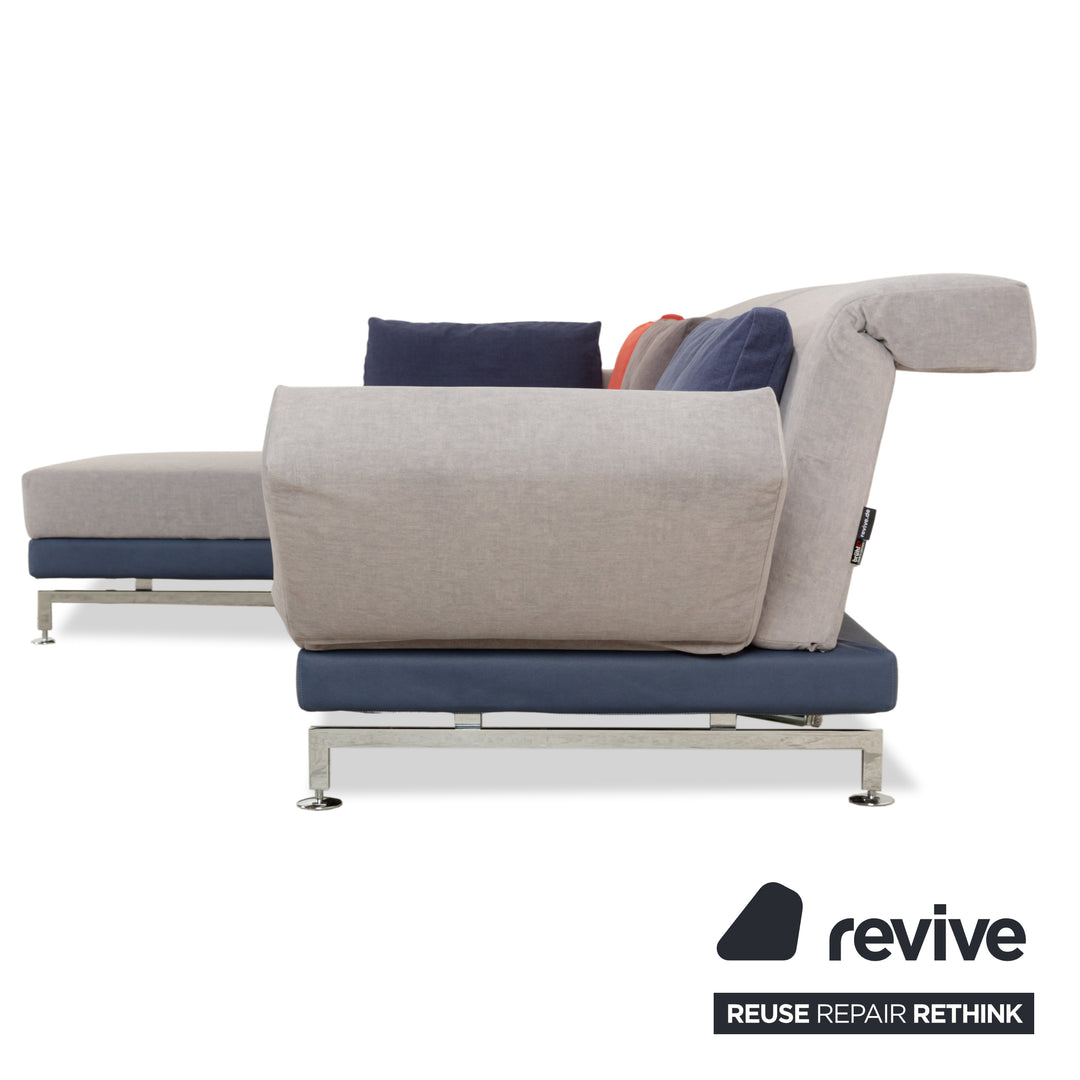 Brühl Moule Stoff Ecksofa Sofa Couch Grau Récamiere Links manuelle Funktion Liegefunktion Neubezug