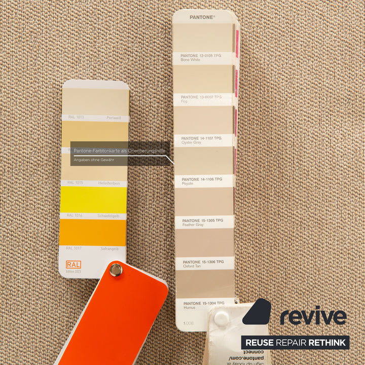 Brühl Moule Stoff Sofa Garnitur Beige manuelle Funktion Recamiere Links Sofa Hocker Couch Schlaffunktion