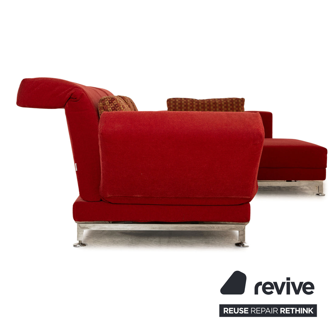 Brühl Moule Stoff Sofa Garnitur Rot Ecksofa Hocker Recamiere Rechts manuelle Funktion Relaxfunktion Sofa Couch