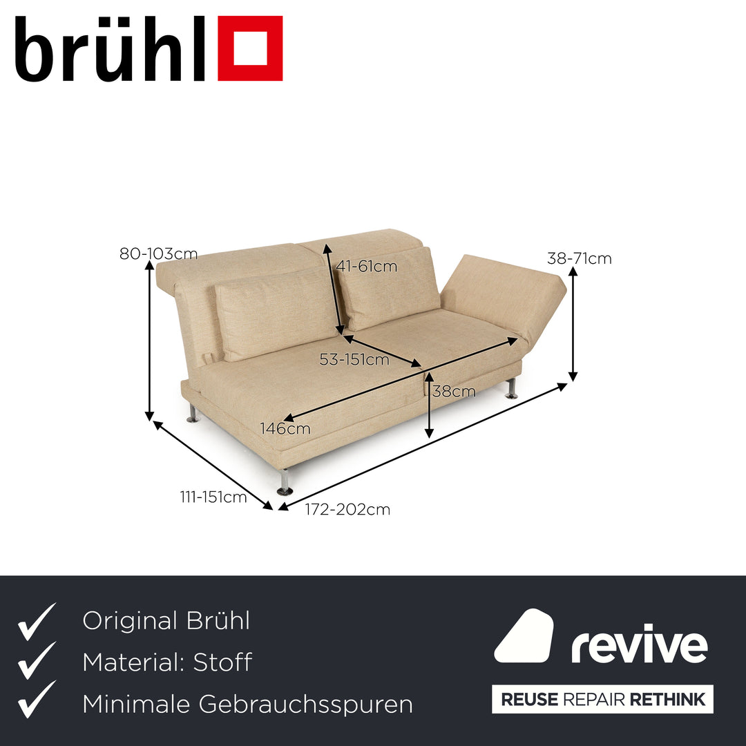 Brühl Moule Stoff Zweisitzer Creme manuelle Funktion Sofa Couch