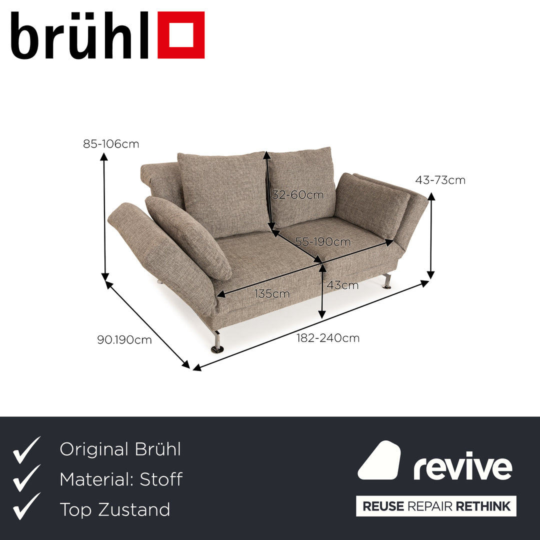 Brühl Moule Stoff Zweisitzer Grau manuelle Funktion Sofa Couch Schlaffunktion