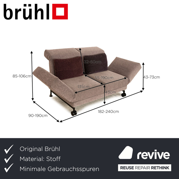 Brühl Moule Stoff Zweisitzer Grau manuelle Funktion Sofa Couch Schlaffunktion