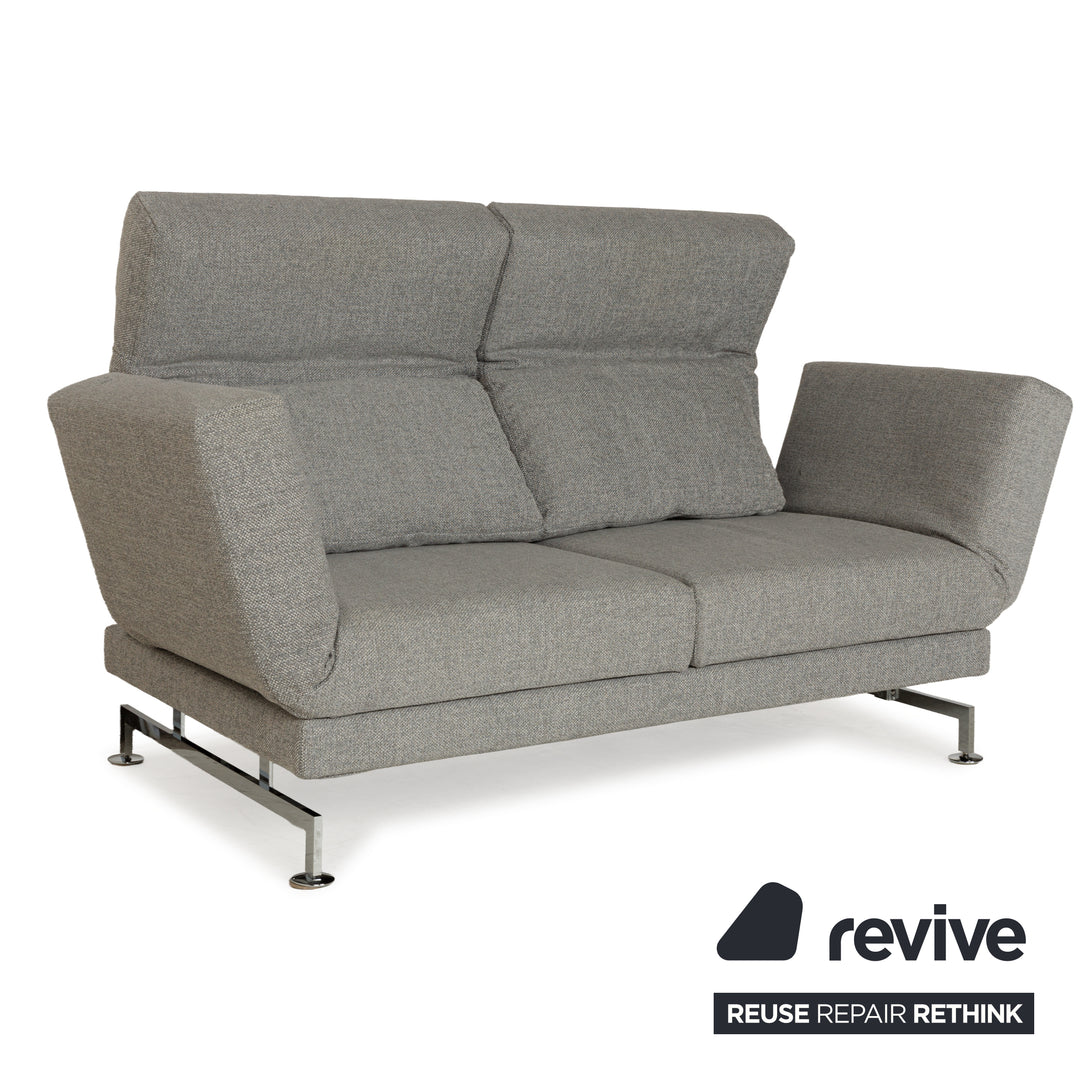 Brühl Moule Stoff Zweisitzer Grau meliert Silber manuelle Funktion Sofa Couch