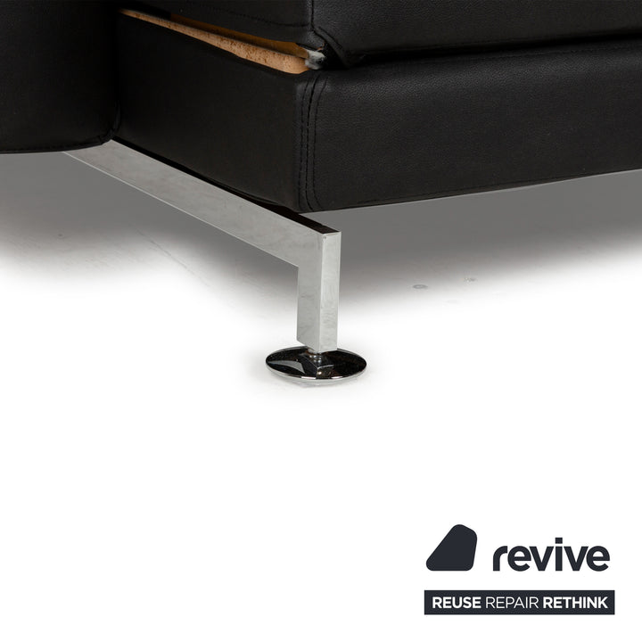 Brühl Moule veganes Leder GAVIN Ecksofa Schwarz manuelle Funktion Recamiere Links Sofa Couch Neubezug