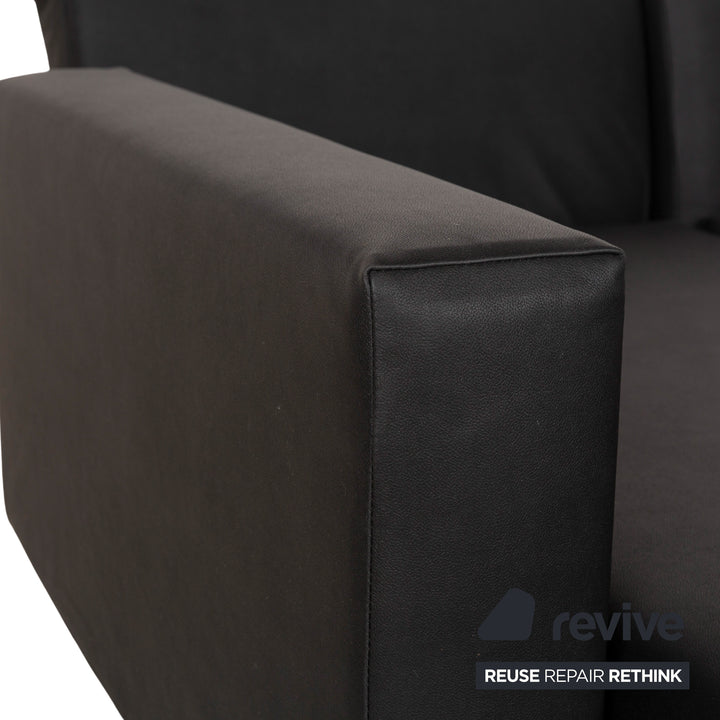 Brühl Moule veganes Leder GAVIN Ecksofa Schwarz manuelle Funktion Recamiere Links Sofa Couch Neubezug