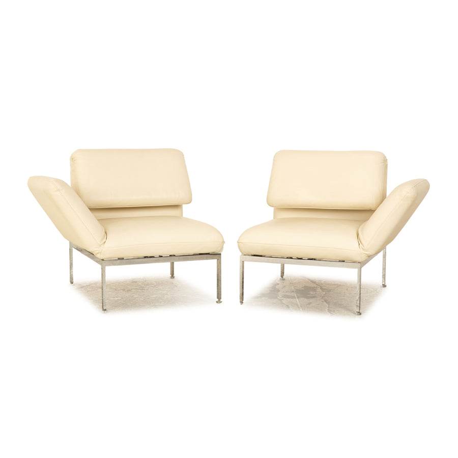 Brühl Roro Leder Sessel Garnitur Creme manuelle Funktion Relaxfunktion Schlaffunktion