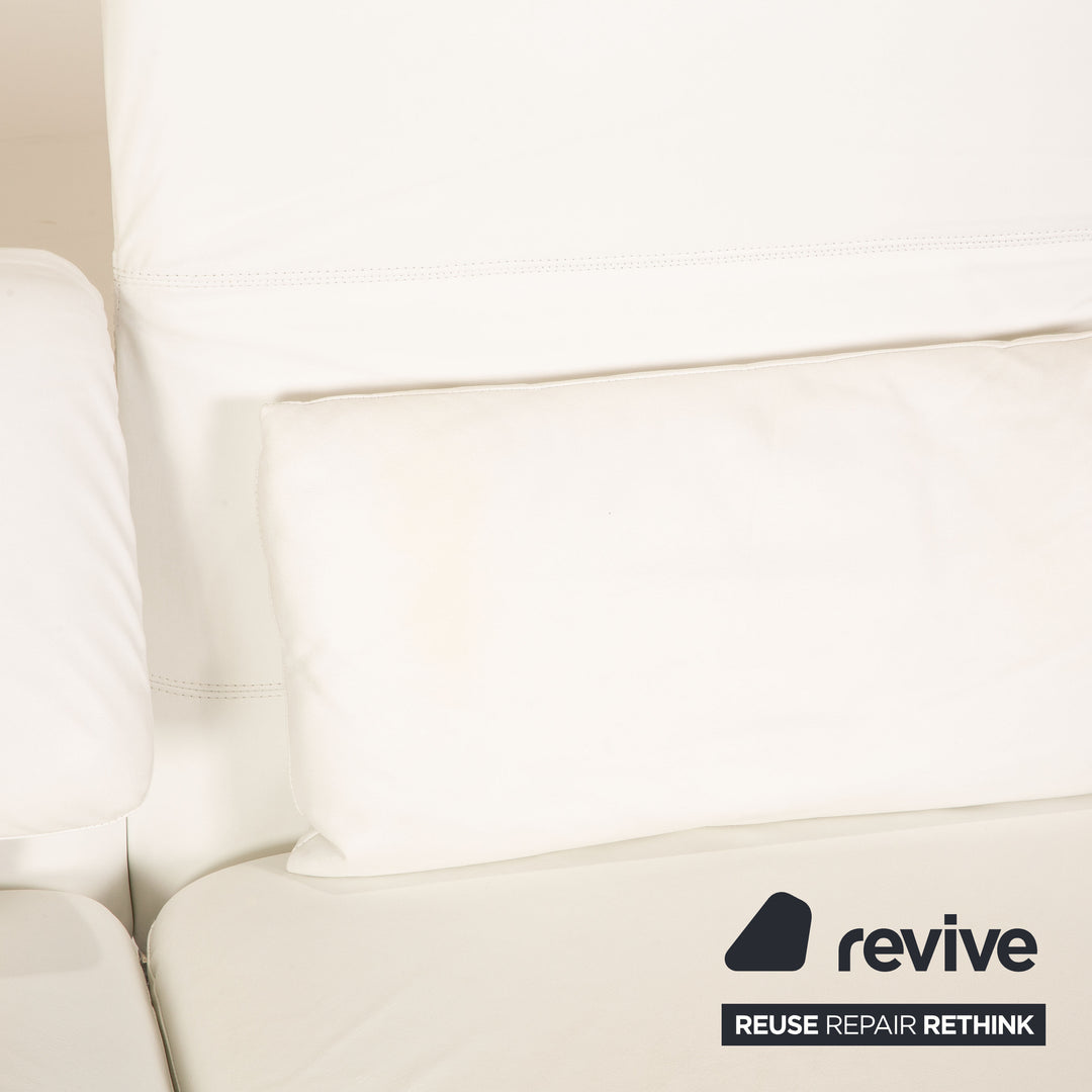 Brühl Roro Leder Sofa Garnitur Weiß 2x Zweisitzer Couch manuelle Funktion Schlaffunktion