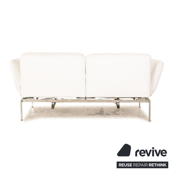 Brühl Roro Leder Sofa Garnitur Weiß 2x Zweisitzer Couch manuelle Funktion Schlaffunktion