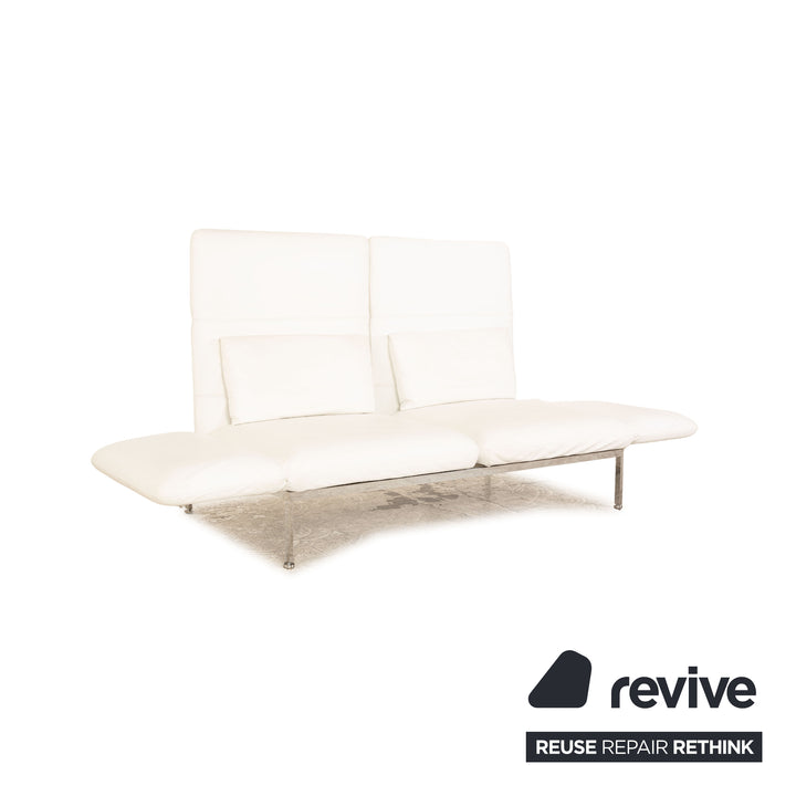 Brühl Roro Leder Sofa Garnitur Weiß 2x Zweisitzer Couch manuelle Funktion Schlaffunktion