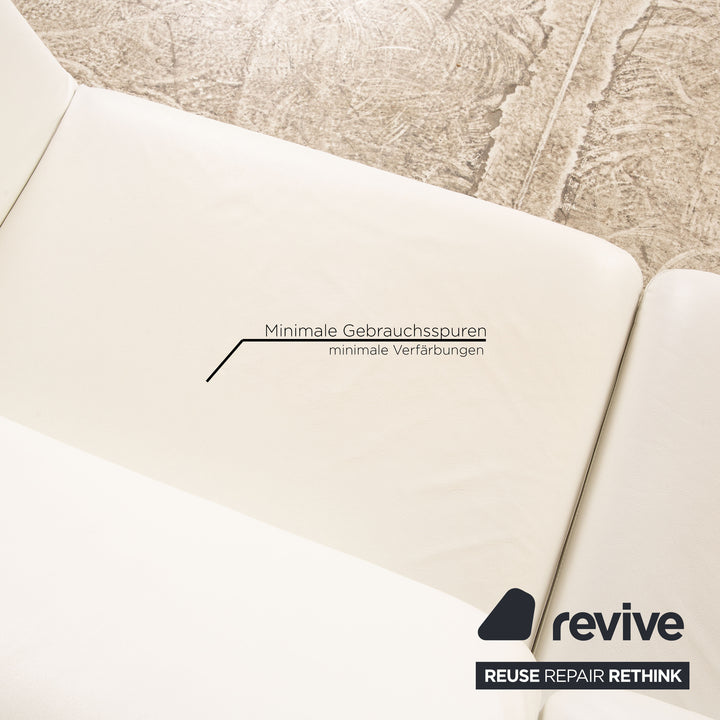 Brühl Roro Leder Sofa Garnitur Weiß 2x Zweisitzer Couch manuelle Funktion Schlaffunktion