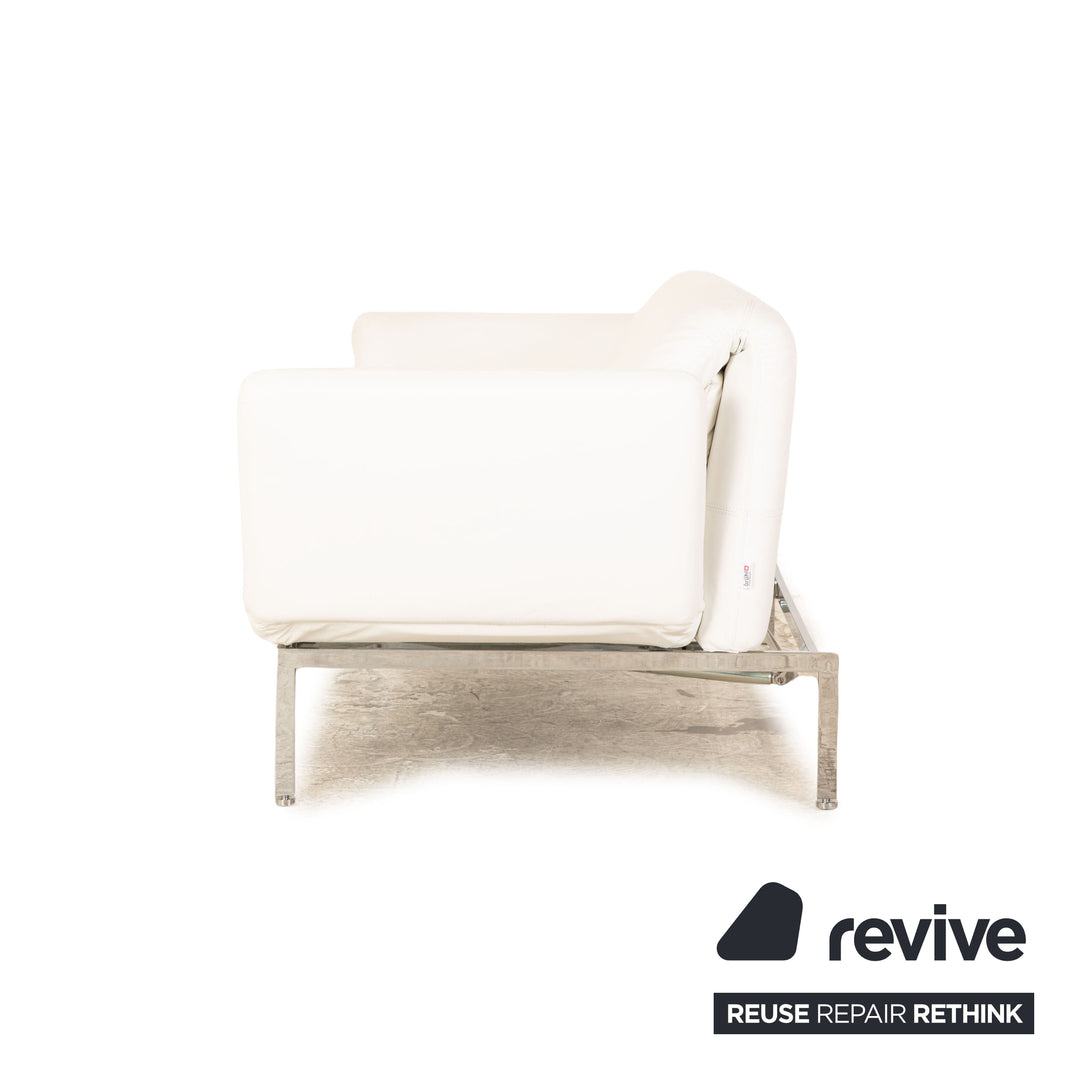 Brühl Roro Leder Sofa Garnitur Weiß 2x Zweisitzer Couch manuelle Funktion Schlaffunktion