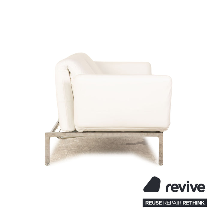 Brühl Roro Leder Sofa Garnitur Weiß 2x Zweisitzer Couch manuelle Funktion Schlaffunktion