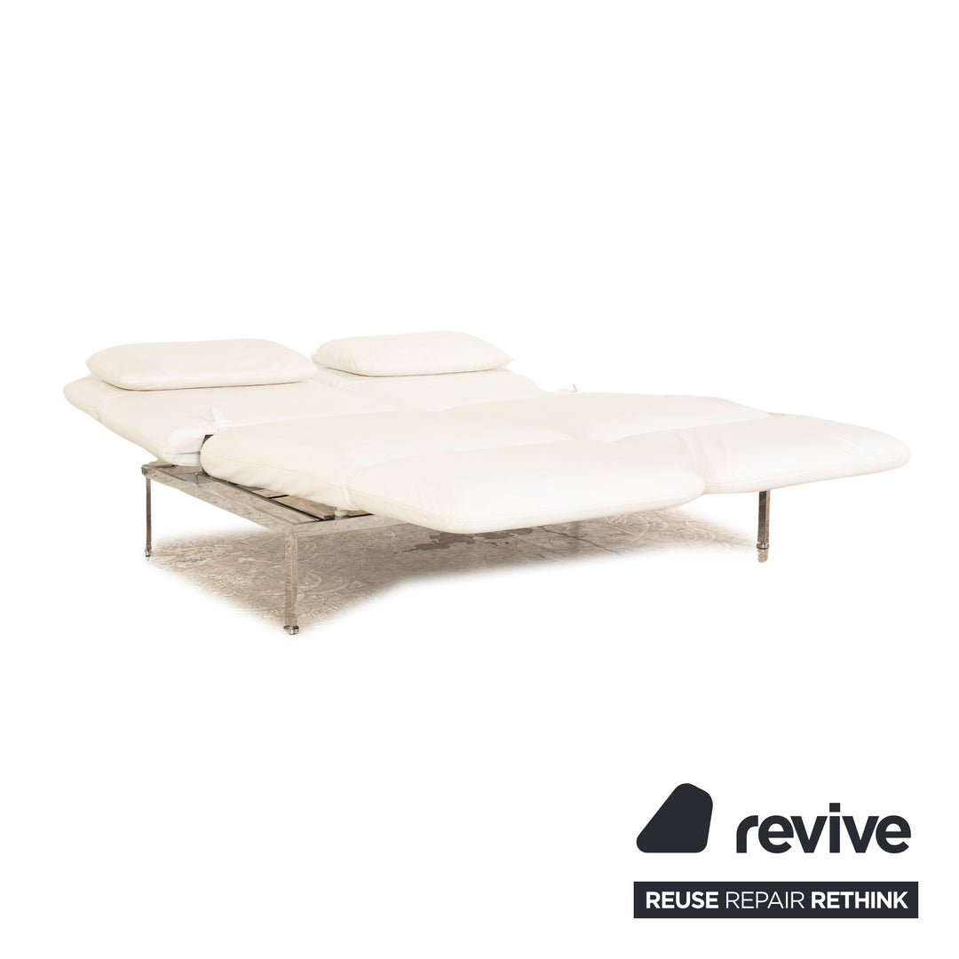 Brühl Roro Leder Sofa Garnitur Weiß 2x Zweisitzer Couch manuelle Funktion Schlaffunktion