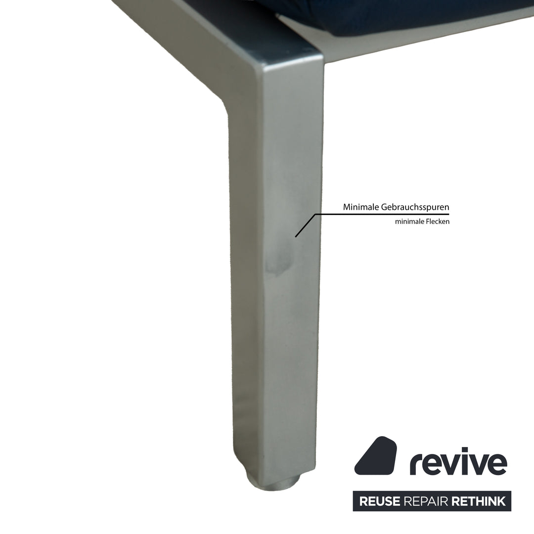 Brühl Roro Leder Zweisitzer Blau manuelle Funktion Sofa Couch Schlaffunktion