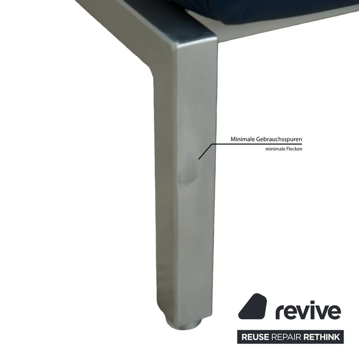 Brühl Roro Leder Zweisitzer Blau manuelle Funktion Sofa Couch Schlaffunktion