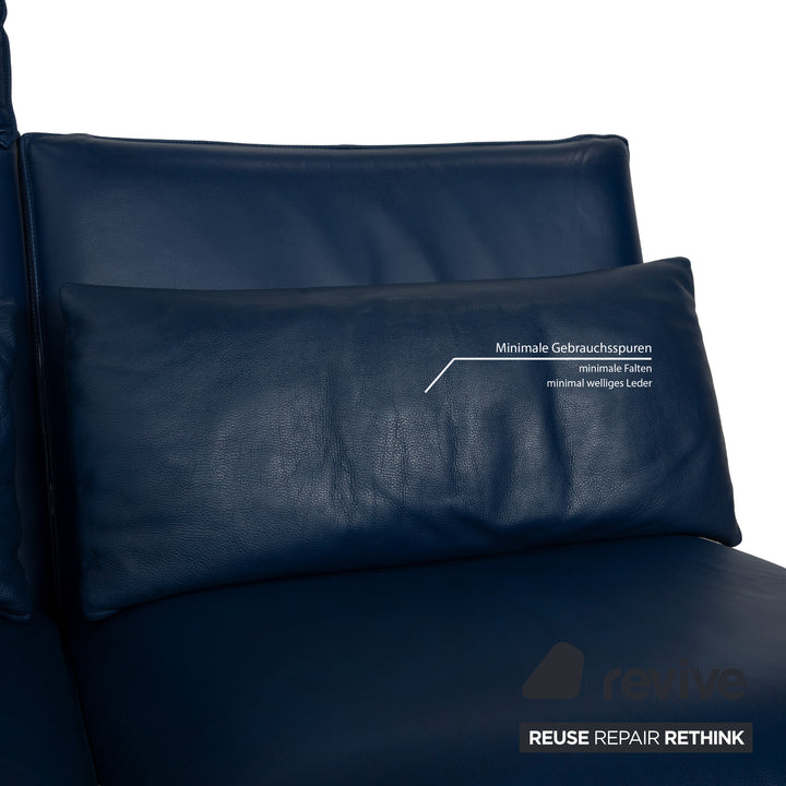 Brühl Roro Leder Zweisitzer Blau manuelle Funktion Sofa Couch Schlaffunktion