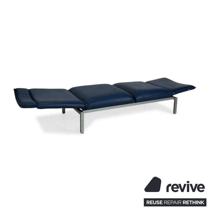 Brühl Roro Leder Zweisitzer Blau manuelle Funktion Sofa Couch Schlaffunktion