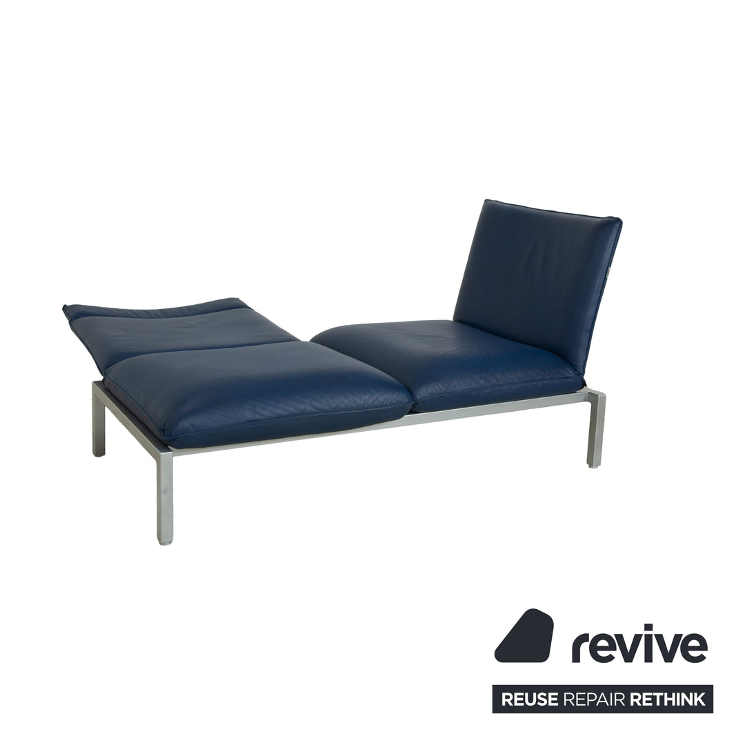 Brühl Roro Leder Zweisitzer Blau manuelle Funktion Sofa Couch Schlaffunktion