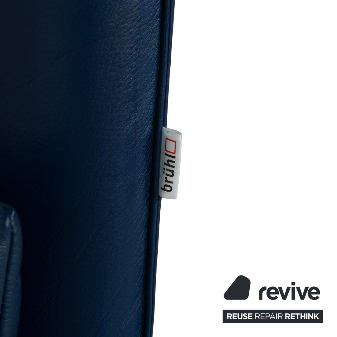 Brühl Roro Leder Zweisitzer Blau manuelle Funktion Sofa Couch Schlaffunktion