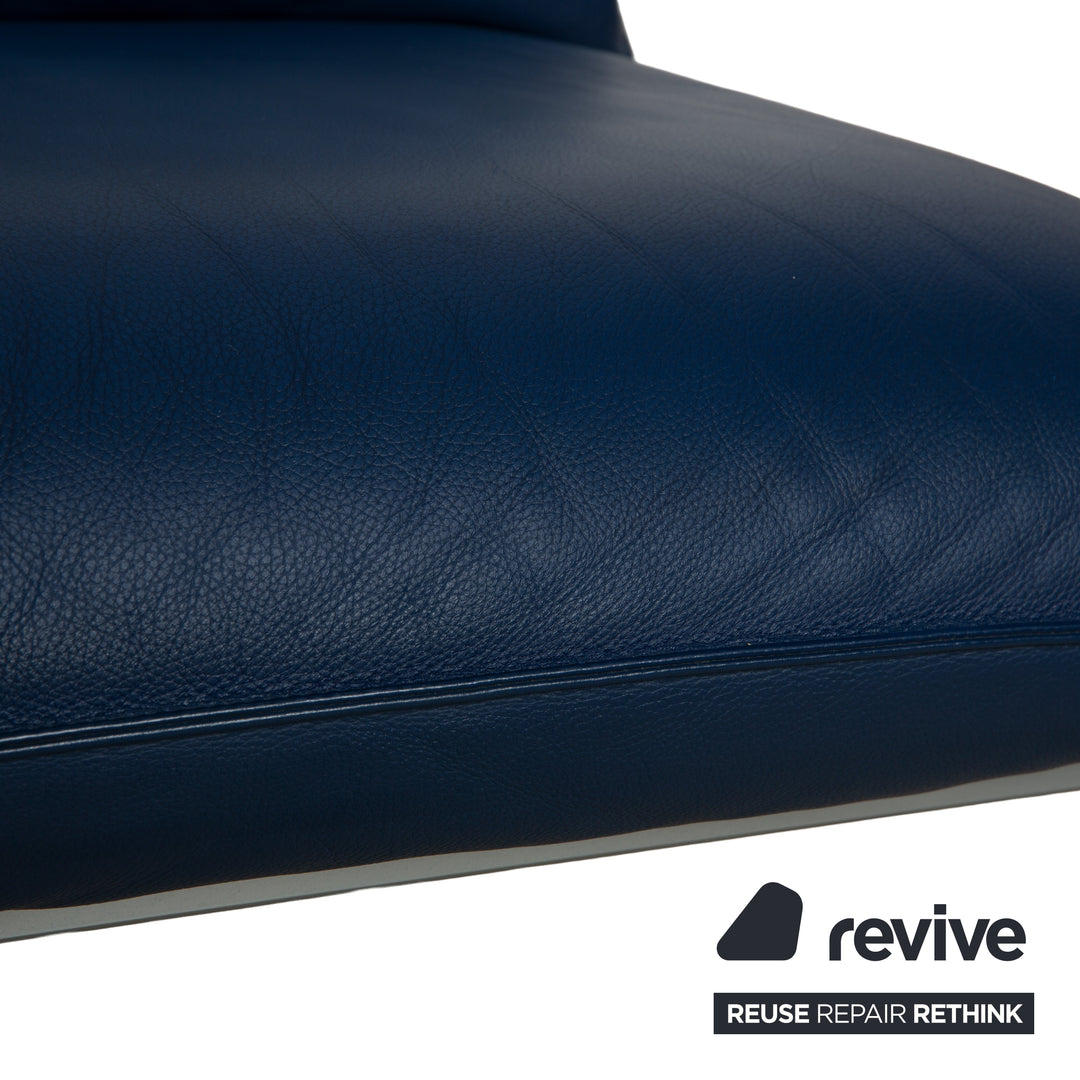 Brühl Roro Leder Zweisitzer Blau manuelle Funktion Sofa Couch Schlaffunktion