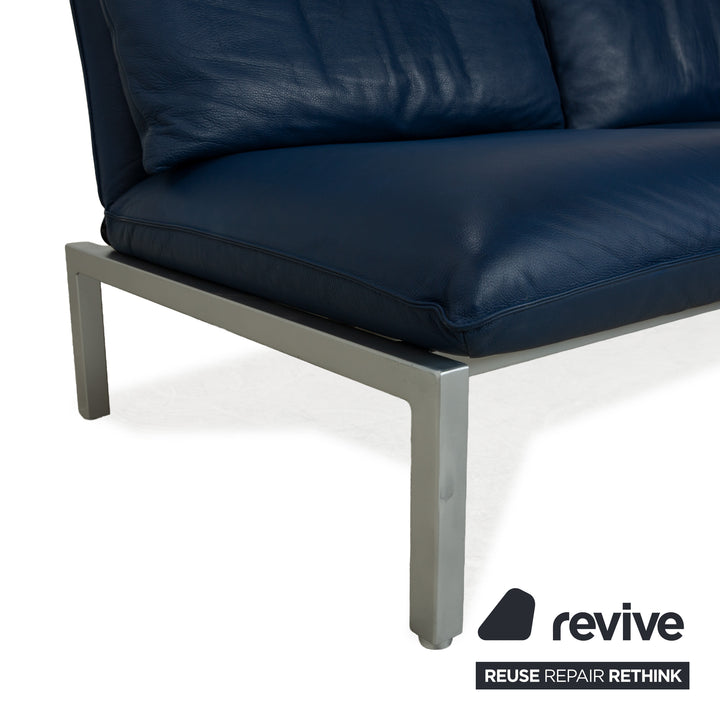 Brühl Roro Leder Zweisitzer Blau manuelle Funktion Sofa Couch Schlaffunktion