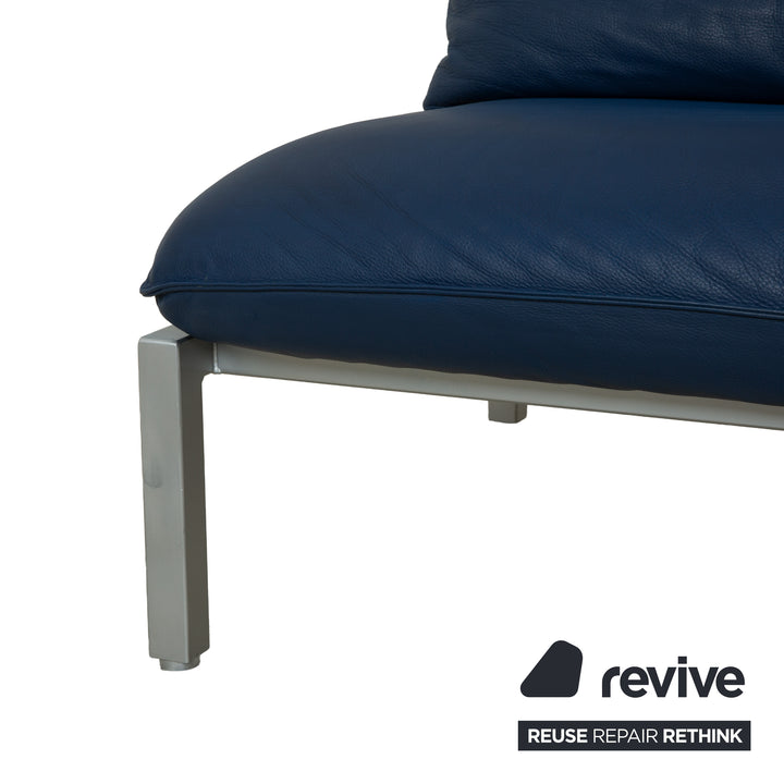 Brühl Roro Leder Zweisitzer Blau manuelle Funktion Sofa Couch Schlaffunktion