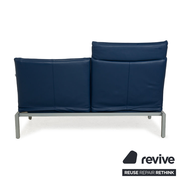 Brühl Roro Leder Zweisitzer Blau manuelle Funktion Sofa Couch Schlaffunktion