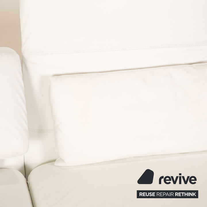 Brühl Roro Leder Zweisitzer Weiß Sofa Couch manuelle Funktion Schlaffunktion