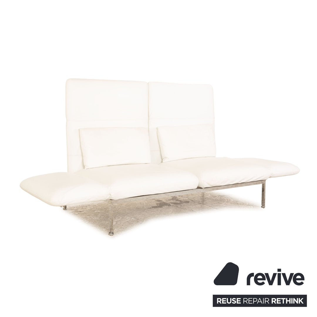 Brühl Roro Leder Zweisitzer Weiß Sofa Couch manuelle Funktion Schlaffunktion