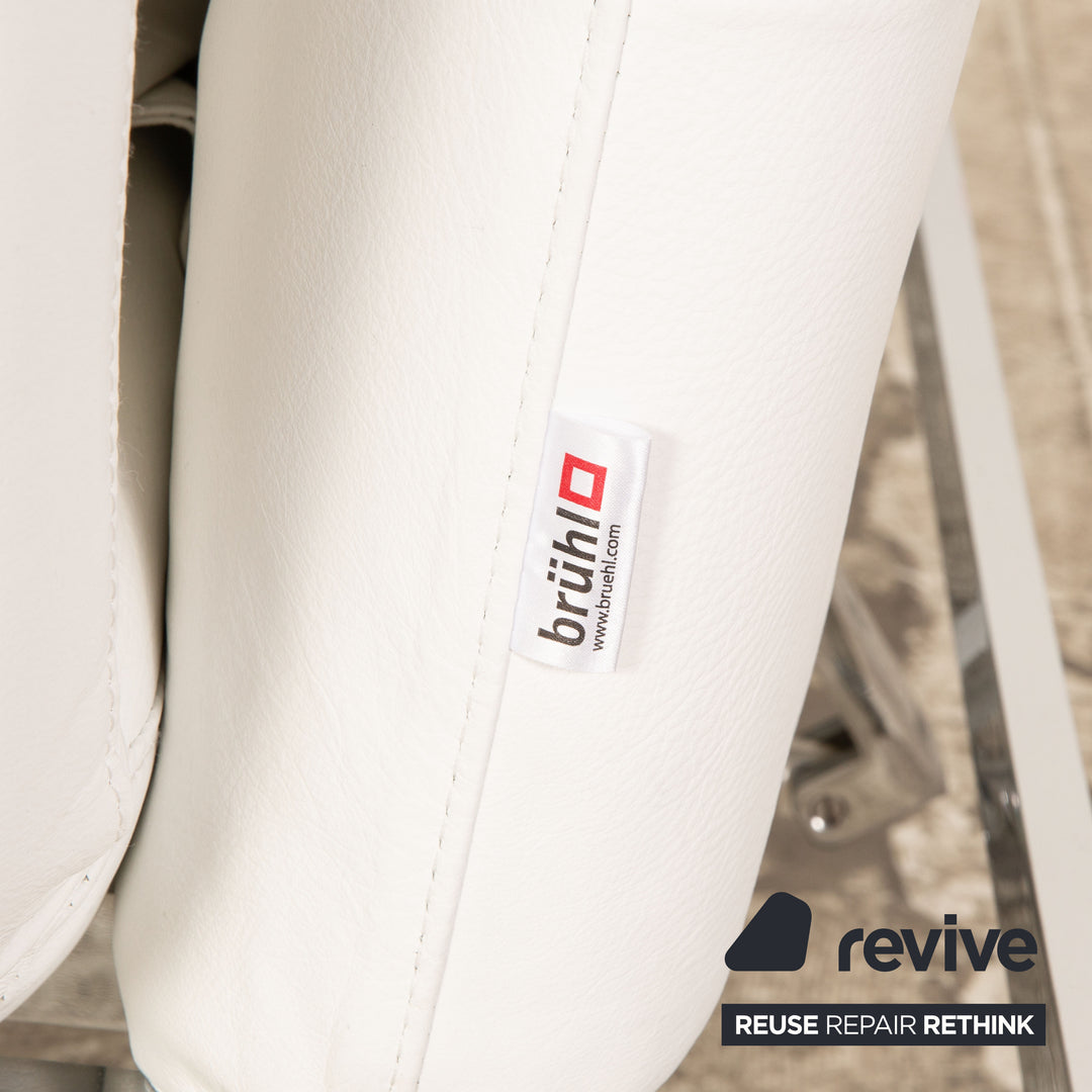 Brühl Roro Leder Zweisitzer Weiß Sofa Couch manuelle Funktion Schlaffunktion