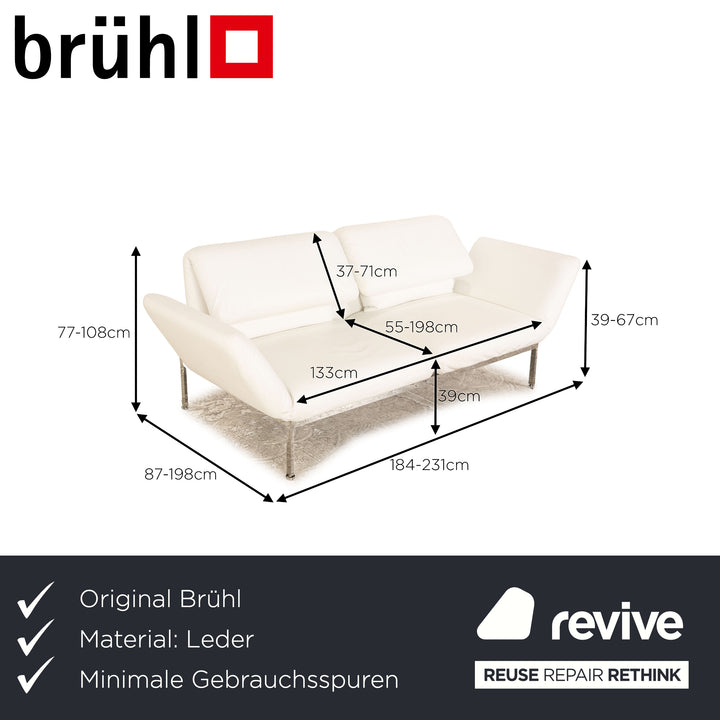 Brühl Roro Leder Zweisitzer Weiß Sofa Couch manuelle Funktion Schlaffunktion