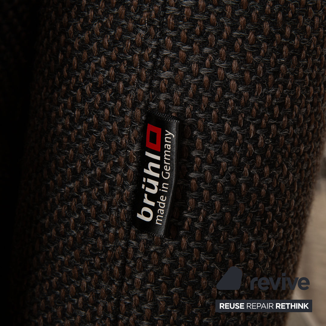 Brühl Roro ensemble de canapés en tissu gris foncé 2 places 2x fauteuils fonction manuelle fonction sommeil