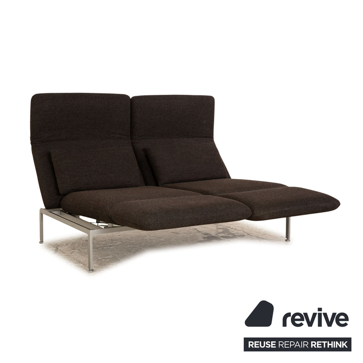 Brühl Roro ensemble de canapés en tissu gris foncé 2 places 2x fauteuils fonction manuelle fonction sommeil