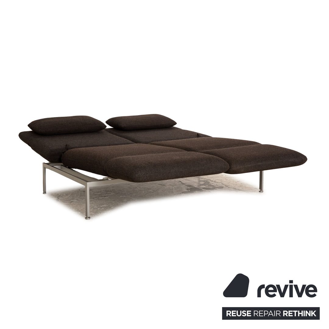 Brühl Roro ensemble de canapés en tissu gris foncé 2 places 2x fauteuils fonction manuelle fonction sommeil