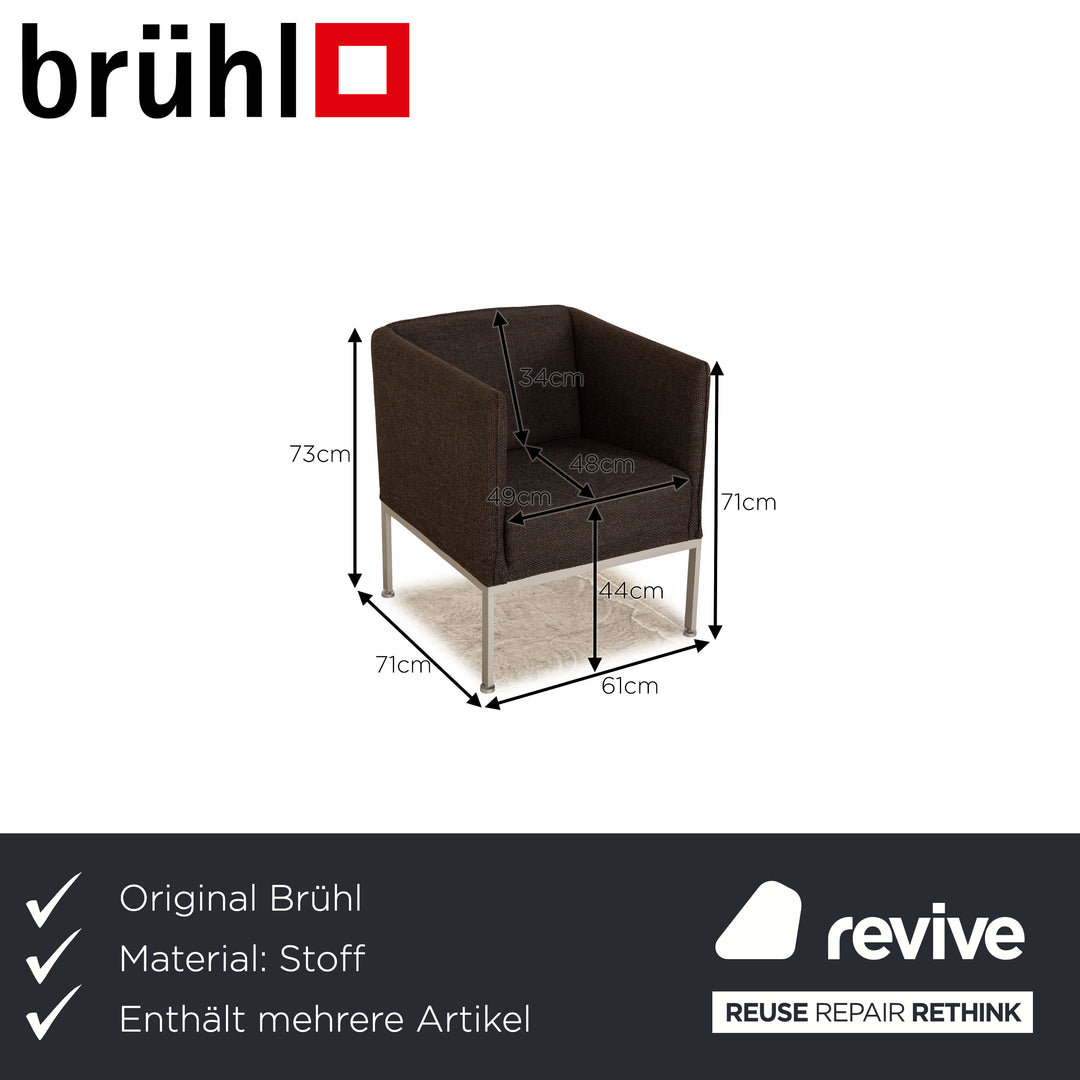 Brühl Roro ensemble de canapés en tissu gris foncé 2 places 2x fauteuils fonction manuelle fonction sommeil